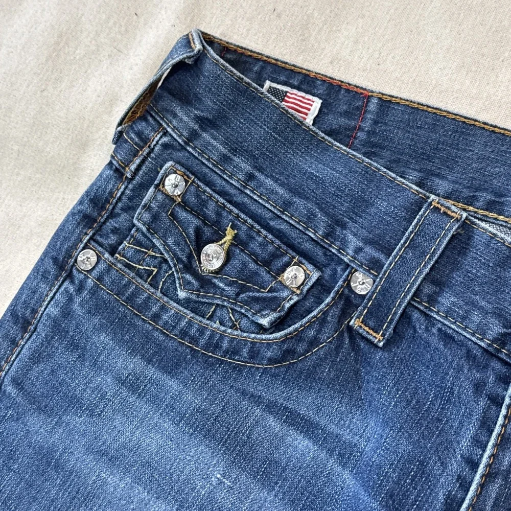 True Religion Billy Relaxed Bootcut Jeans Mens 34x34 Made in USA Flap Pockets